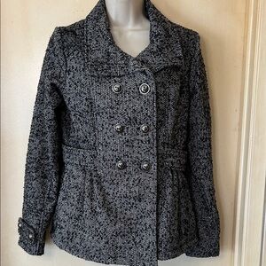 Pink Envelope Black and WhiteTweed Pea Coat size M